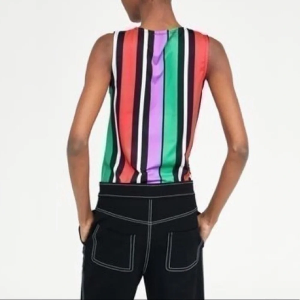 Zara bodysuit with striped & floral print medium womens Zara bodysuit medium
